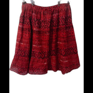 Jane Ashley Red Black White Aztec Print Lined A-Line/Full Skirt w/Drawsting, 1X